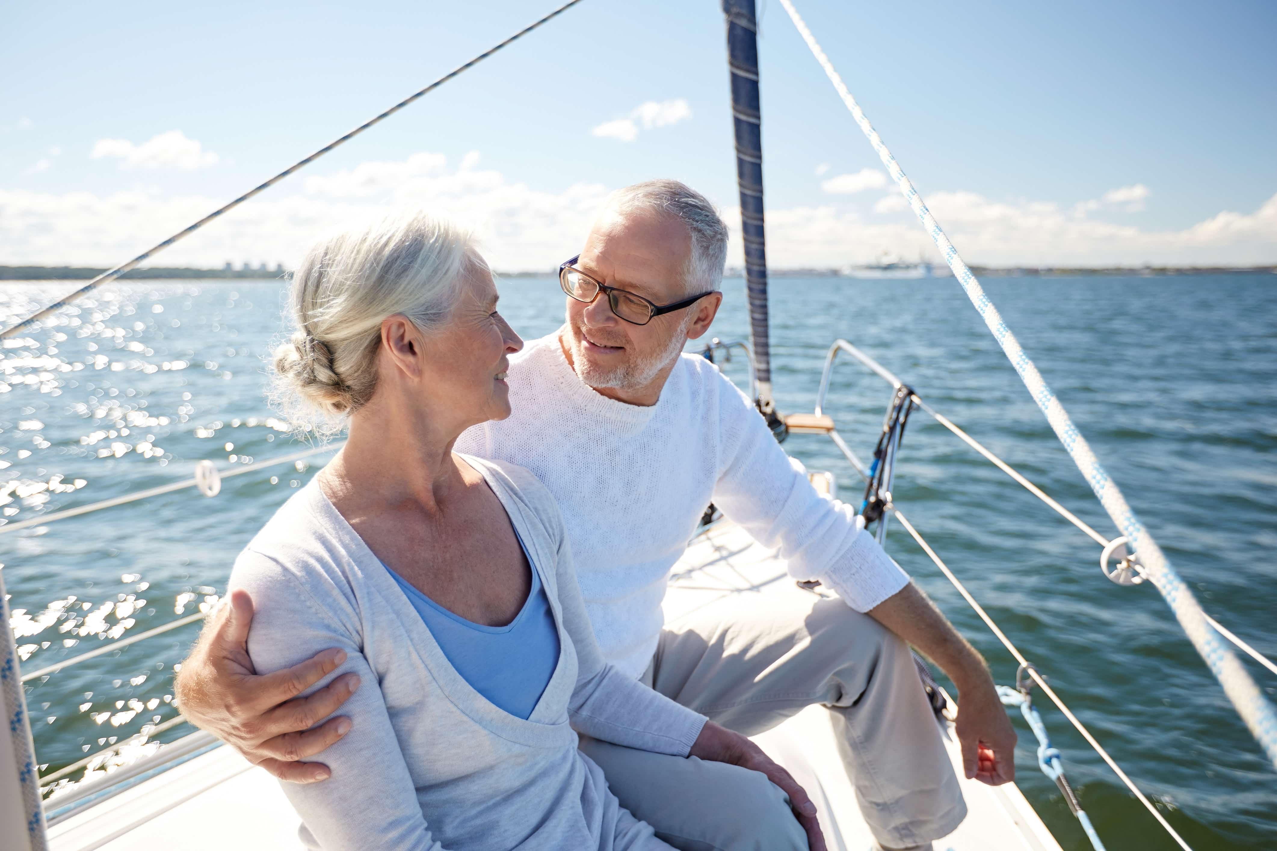 elderly couple on the yacht